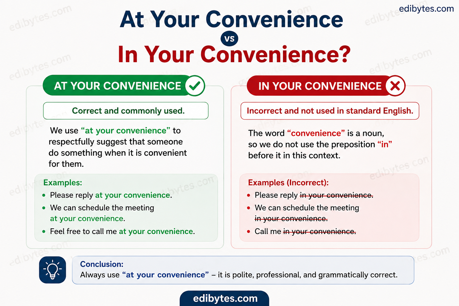 At Your Convenience or In Your Convenience
